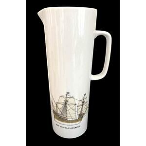 Thomas Germany Tall Porcelain Pitcher 1520 Santa Catarina Ship Graphic MCM EUC!